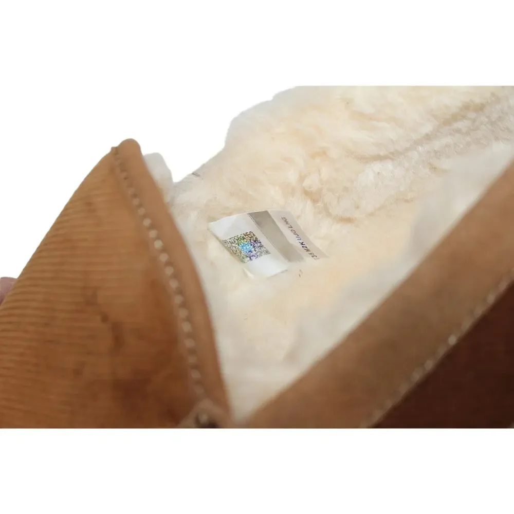 NIB UGG MEN'S ASCOT CORDUROY SUEDE SHEARLING LINED SLIPPERS CHESTNUT‎